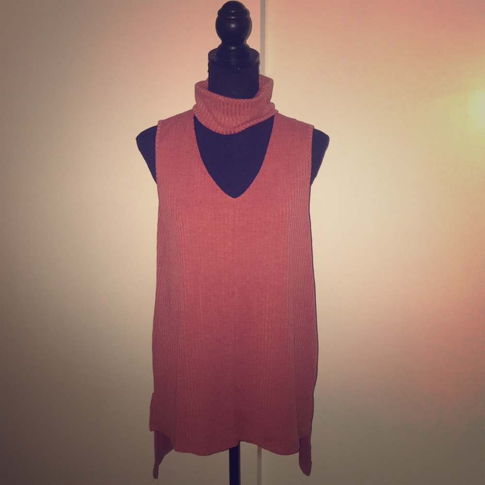 Mauve turtle neck top.